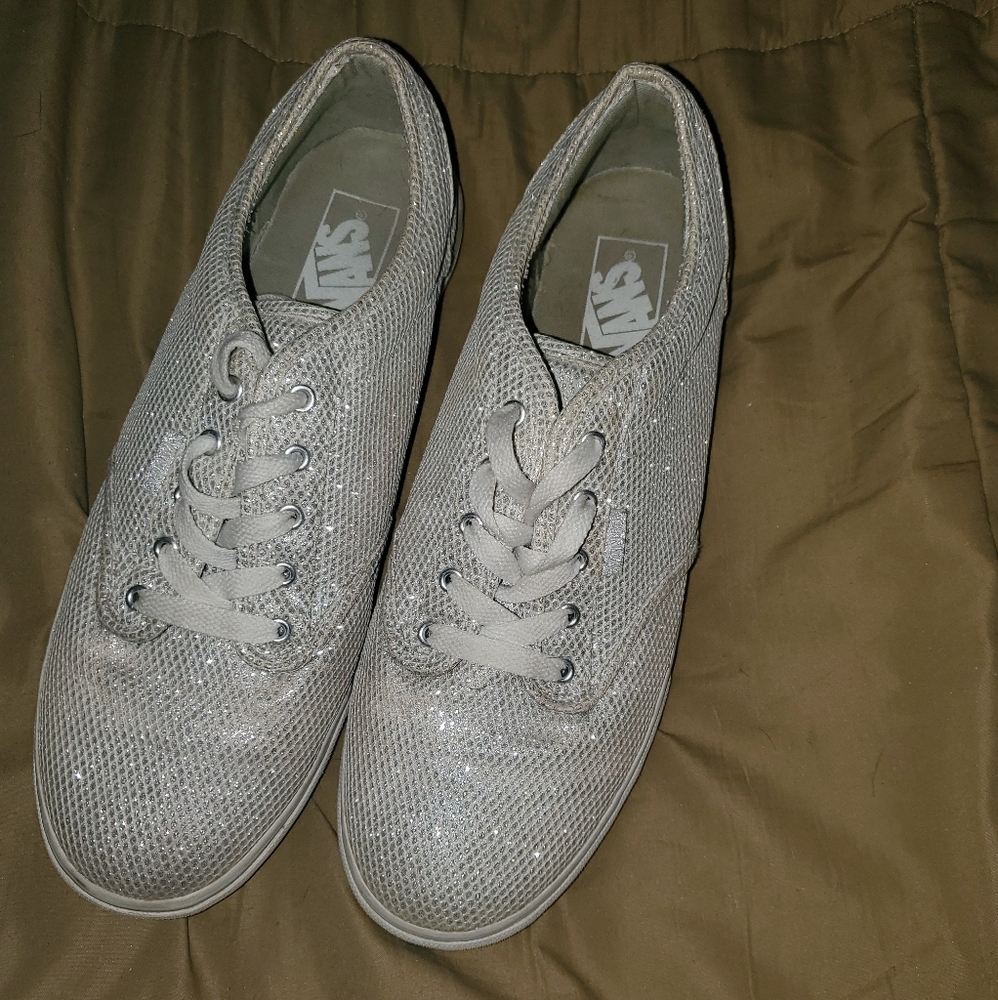 Silver glitter vans
